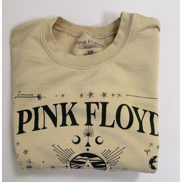 Pink Floyd Sweatshirt Beige Graphic Crewneck Medium Sun Moon Eye Vintage Style - Picture 3 of 13